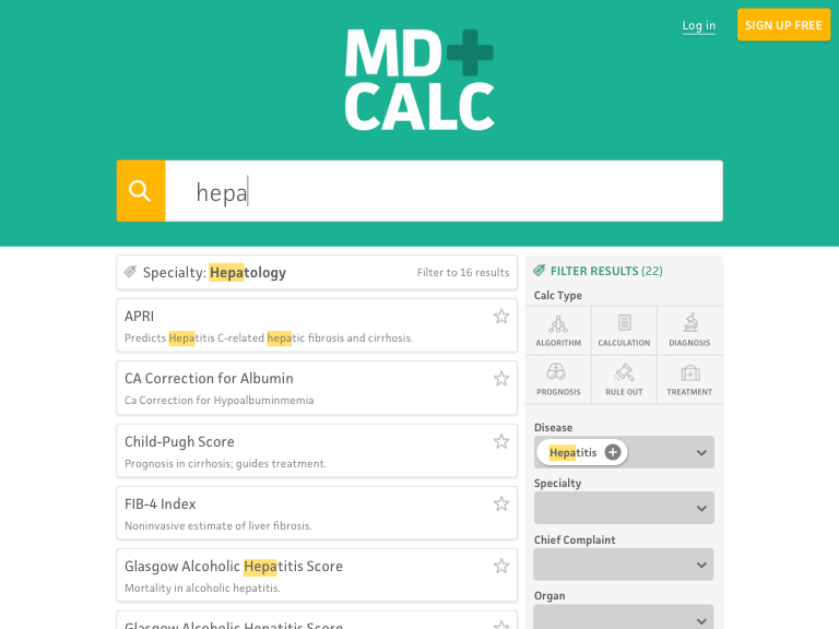 MDCalc search UI